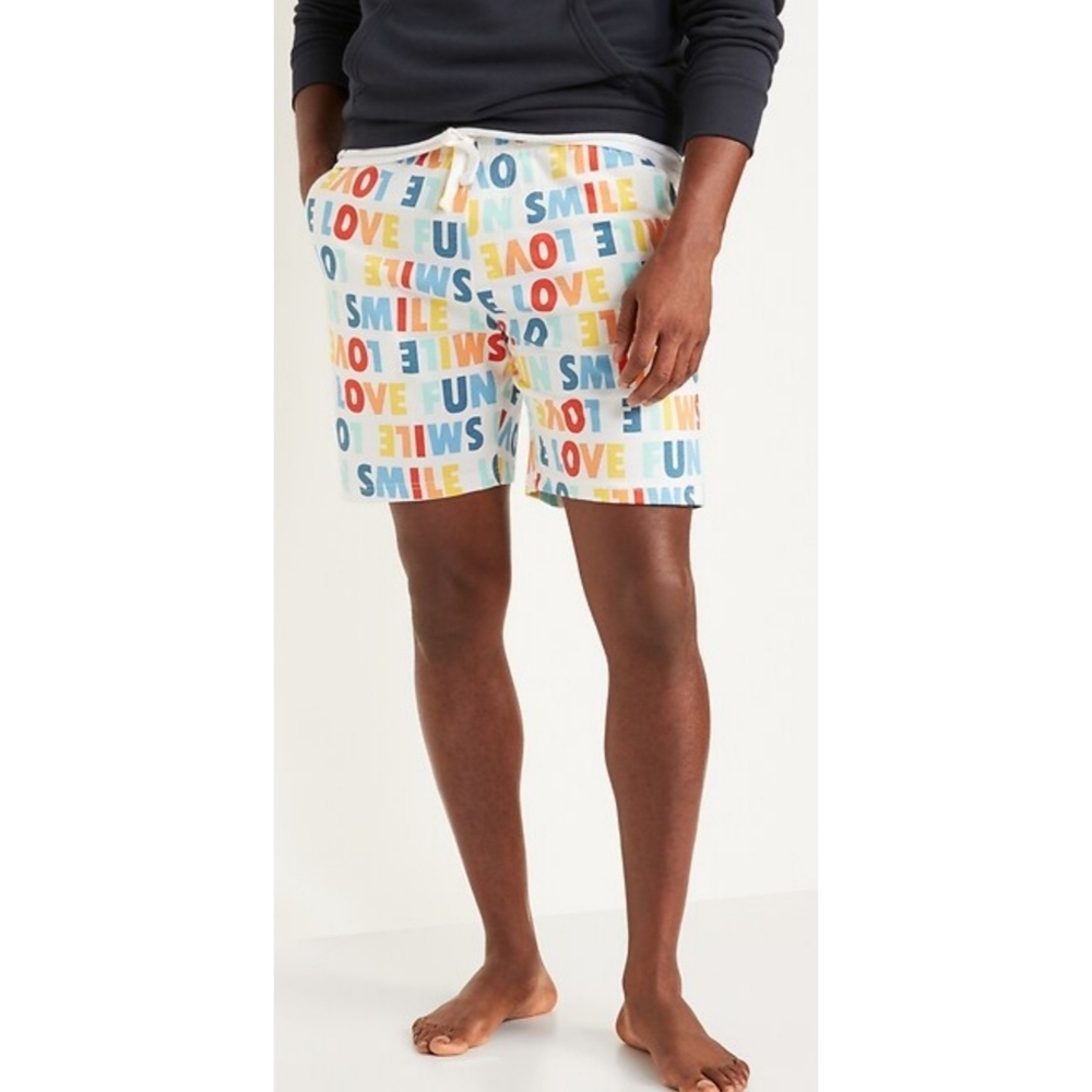 Old Navy Printed Jersey Pajama Shorts White Multicolor Size M